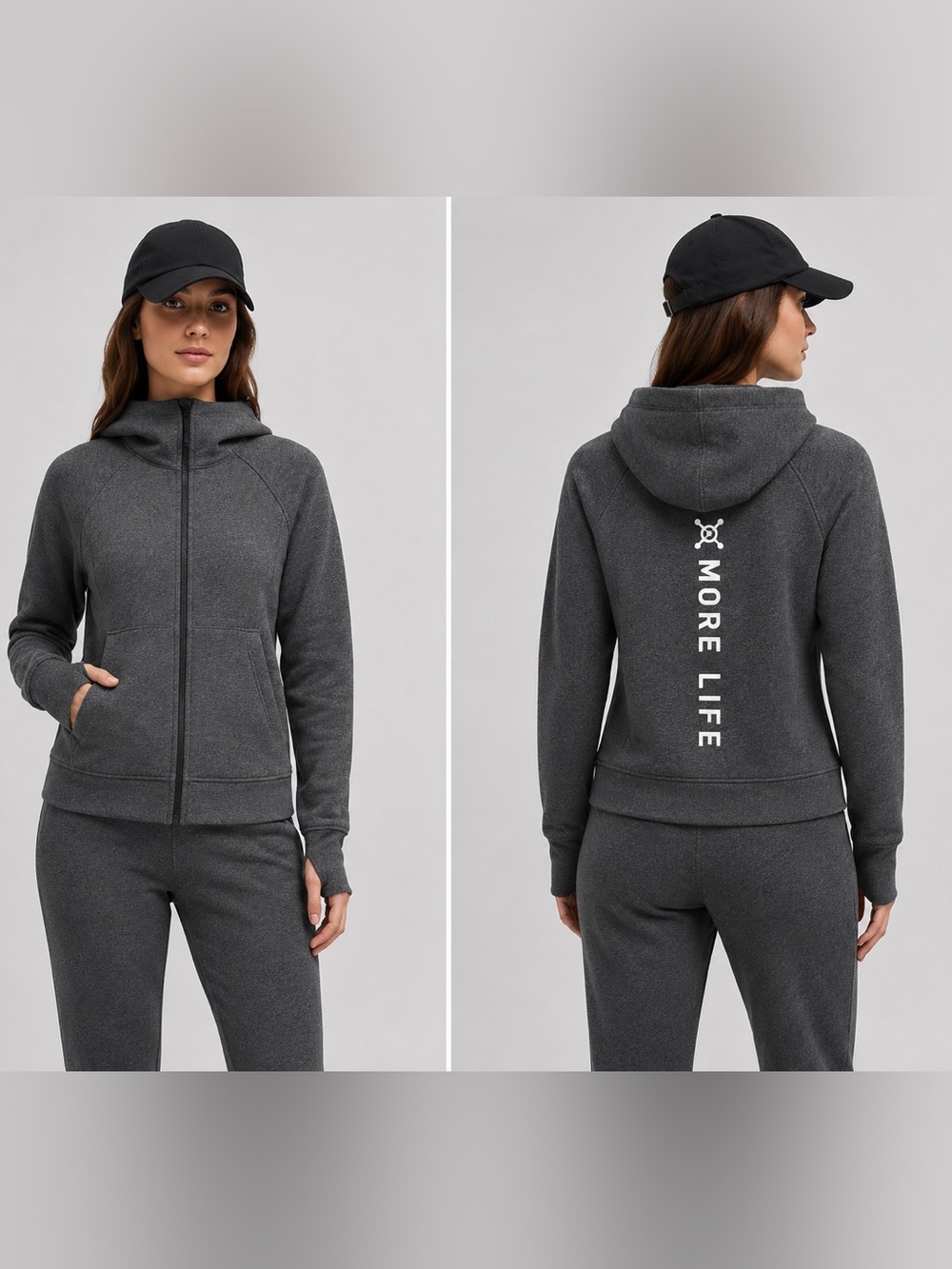 Lululemon Orange Theory More Life Gray Scuba Hoodie Zip Up Cotton Size 6 EUC